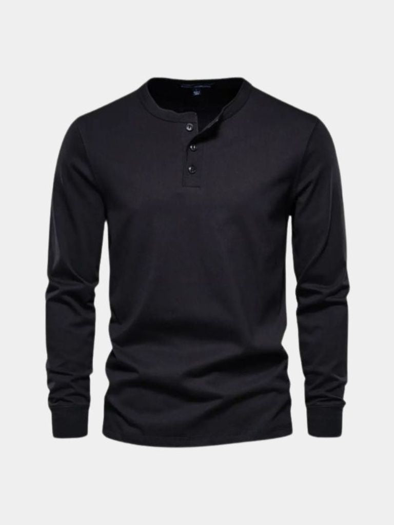 Minimalist Henley Neck Long Sleeve T-Shirt - Dalton & Rowe