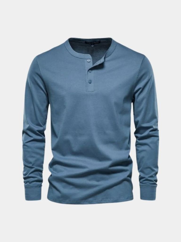 Minimalist Henley Neck Long Sleeve T-Shirt - Dalton & Rowe