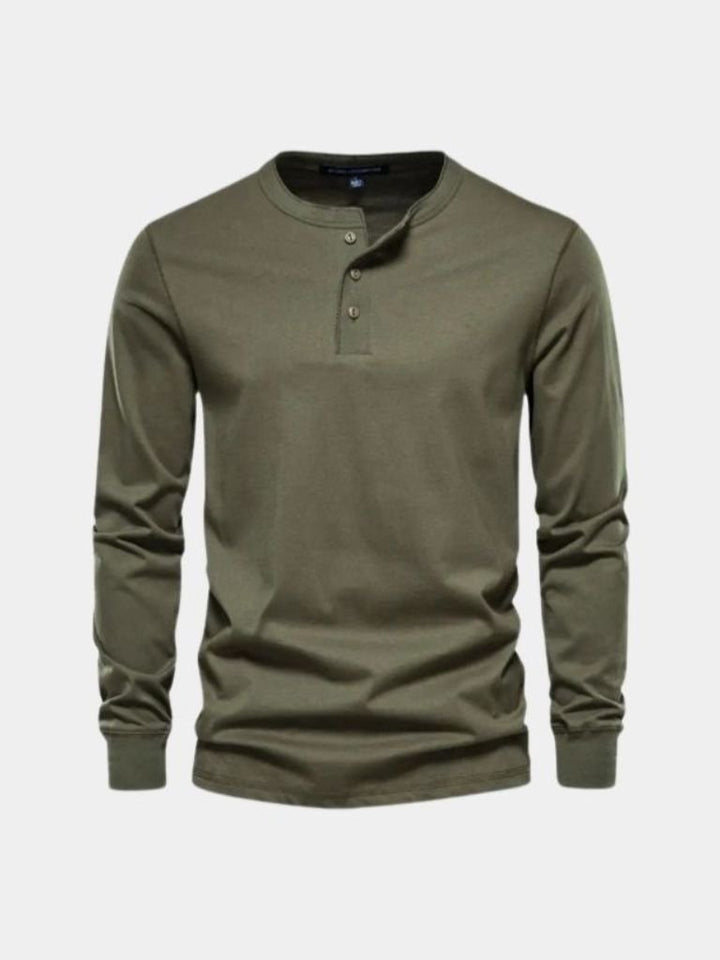 Minimalist Henley Neck Long Sleeve T-Shirt - Dalton & Rowe