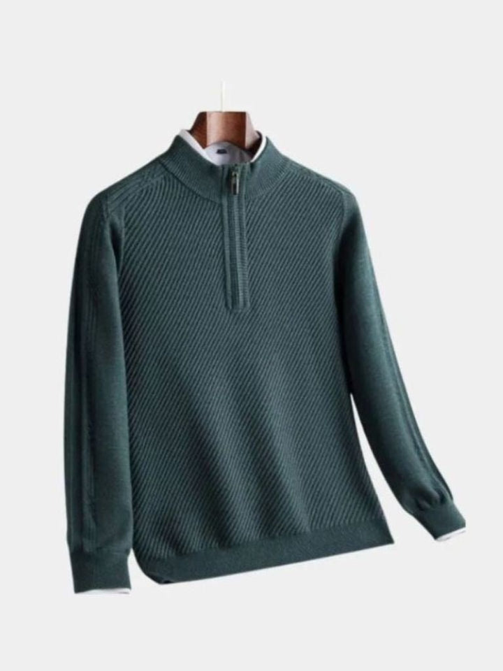 Stripe Quarter Zip Wool Sweater - Dalton & Rowe