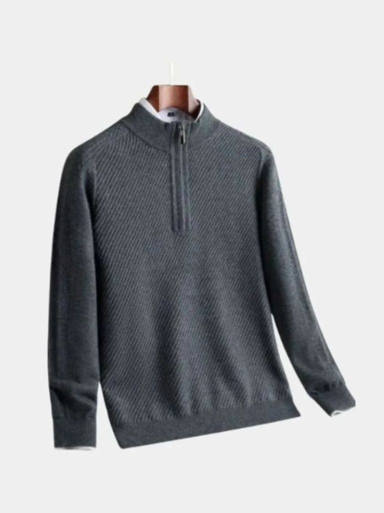 Stripe Quarter Zip Wool Sweater - Dalton & Rowe