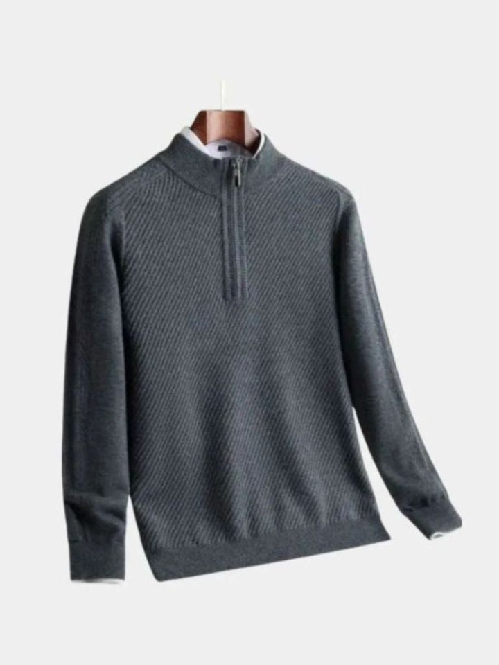 Stripe Quarter Zip Wool Sweater - Dalton & Rowe