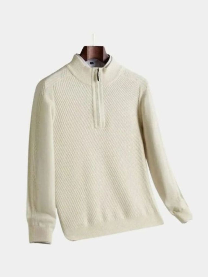 Stripe Quarter Zip Wool Sweater - Dalton & Rowe