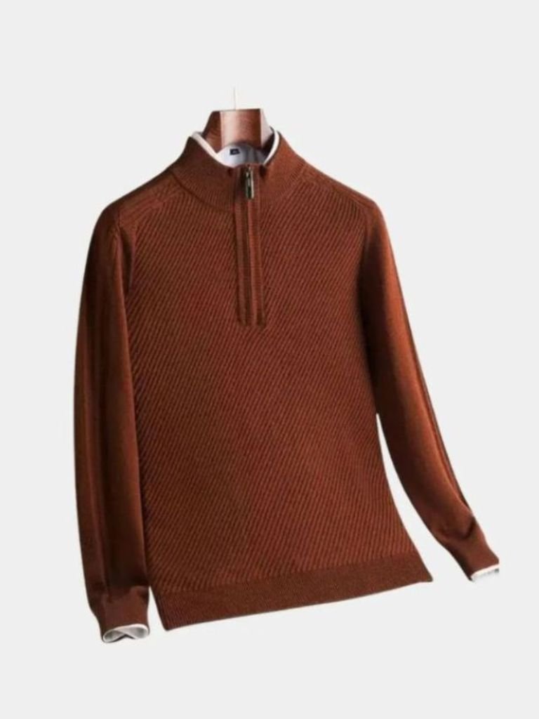 Stripe Quarter Zip Wool Sweater - Dalton & Rowe