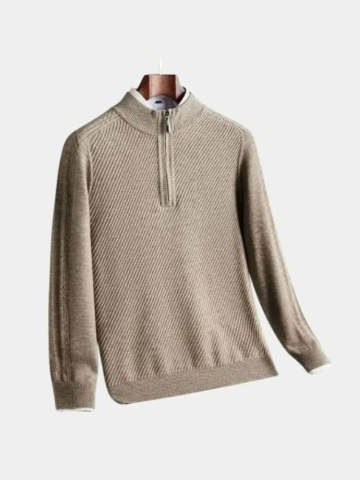 Stripe Quarter Zip Wool Sweater - Dalton & Rowe