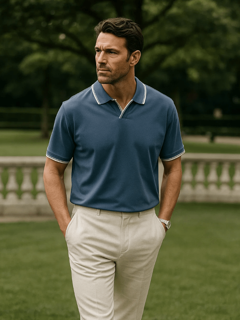 Timeless Black V-Neck Polo - Dalton & Rowe
