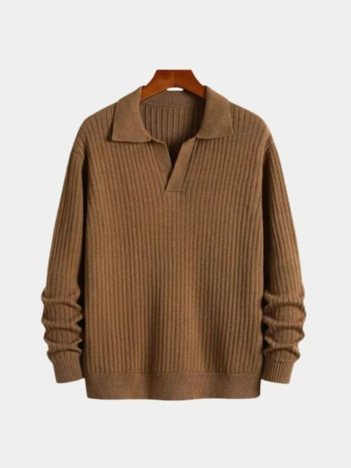 V-Neck Polo Sweater Ribbed - Dalton & Rowe