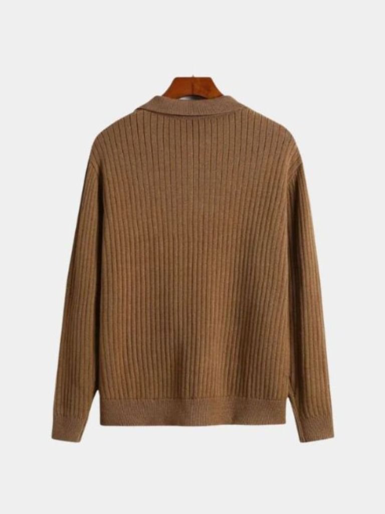V-Neck Polo Sweater Ribbed - Dalton & Rowe